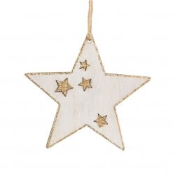 Στολίδι Rustic Wood White Star