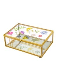 Pressed Flowers Glass Jewellery Box Pressed Flowers Glass Jewellery Box