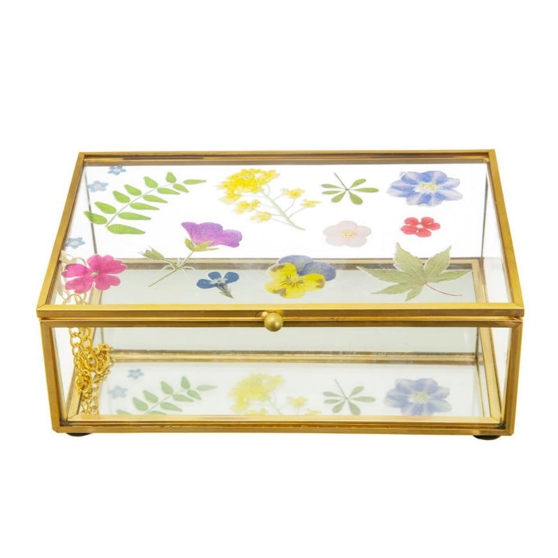 Pressed Flowers Glass Jewellery Box Pressed Flowers Glass Jewellery Box