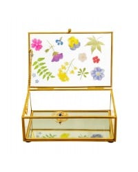 Pressed Flowers Glass Jewellery Box Pressed Flowers Glass Jewellery Box