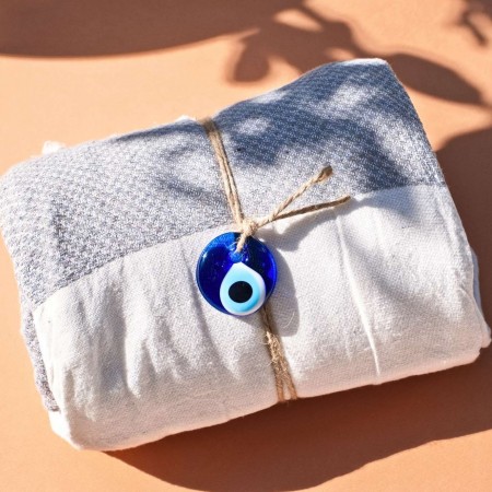 White-Blue Hamam Beach Towel 