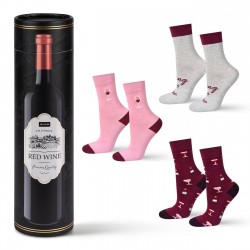 Σετ 3 ζευγάρια Γυναικείες Kάλτσες Red Wine Bottle 