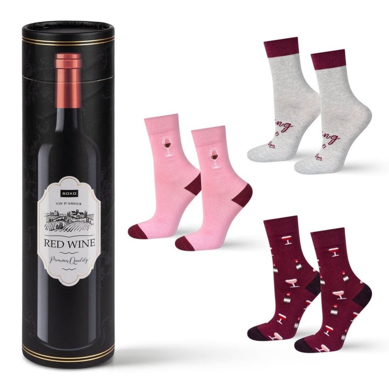 Σετ 3 ζευγάρια Γυναικείες Kάλτσες Red Wine Bottle Σετ 3 ζευγάρια Γυναικείες Kάλτσες Red Wine Bottle