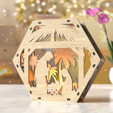 Επιτραπέζιο Χριστουγεννιάτικο Διακοσμητικό - Φάτνη με Ρεσό LED 