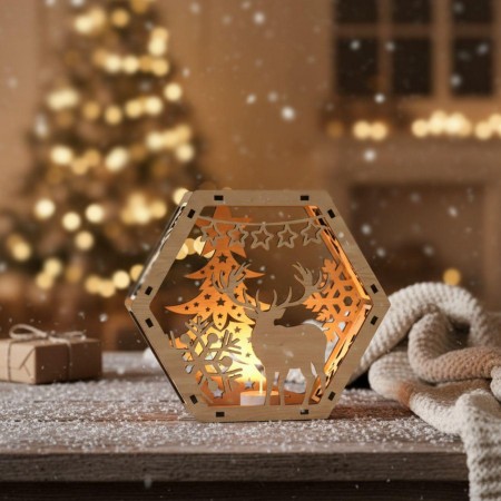 Επιτραπέζιο Χριστουγεννιάτικο Διακοσμητικό - Τάρανδος με Ρεσό LED 