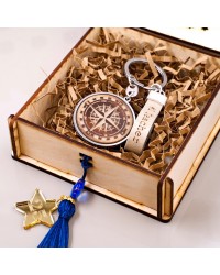 Wooden lucky box for Dad/Grandpa/Godfather/Teacher with keyring Handmade wooden lucky box for Dad/Grandpa/Godfather/Teacher with leather keyring