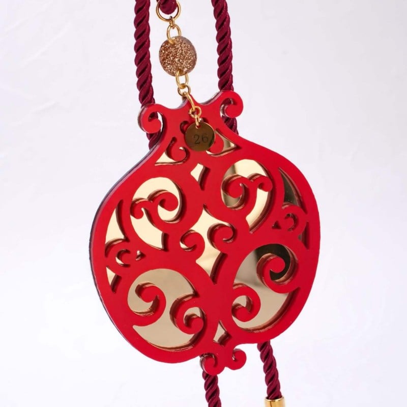 Handmade 2026 Hanging Lucky Charm with Plexiglass Pomegranate Handmade 2026 Hanging Lucky Charm with Plexiglass Pomegranate