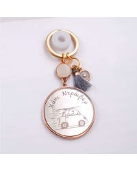 Women’s Keychain “Happy Driver” – Handmade with Enamel Handmade women’s keychain with "Happy Driver" engraving and gold-plated details