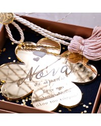 Handmade Four-leaf clover Lucky Charm in a gift Box - Godmother Handmade hanging lucky charm 2026 with plexiglass Four-leaf clover for Godmother