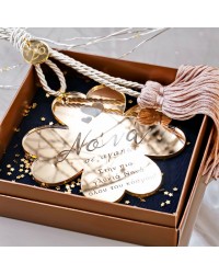 Handmade Four-leaf clover Lucky Charm in a gift Box - Godmother Handmade hanging lucky charm 2026 with plexiglass Four-leaf clover for Godmother