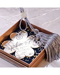 Handmade Four-leaf clover Lucky Charm in a gift Box - Godfather Handmade hanging lucky charm 2026 with plexiglass Four-leaf clover for Godfather
