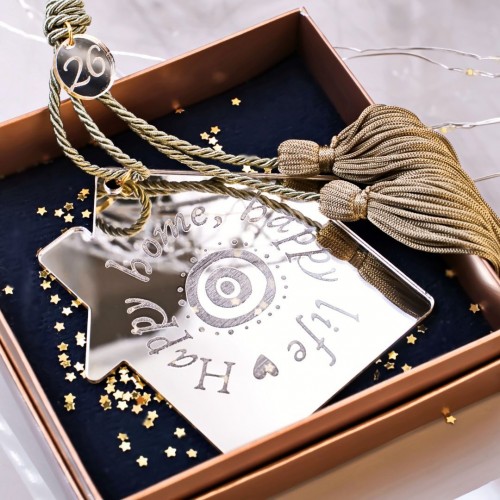 2026 Silver Hanging Lucky Charm - House in a Gift Box Handmade hanging lucky charm 2026 with silver plexiglass House