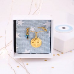 Φυλαχτό Γούρι Παραμάνα για αγοράκι με Κωνσταντινάτο – Ασήμι 925°