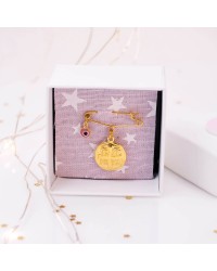 Handmade Baby girl Pin Talisman– 925° Sterling Silver with Byzantine Coin Handmade Baby girl Pin Talisman– 925° Sterling Silver with Byzantine Coin