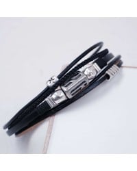 Men's Lucky Bracelet with Vintage ‘26 Metallic Element Leather men's Lucky '26 bracelet with metallic silver-plated parts