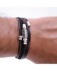 Men's Lucky Bracelet with Vintage ‘26 Metallic Element Leather men's Lucky '26 bracelet with metallic silver-plated parts