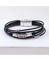 Men's Lucky Bracelet with Vintage ‘26 Metallic Element Leather men's Lucky '26 bracelet with metallic silver-plated parts