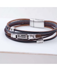 Men's Lucky Bracelet with Vintage ‘26 Metallic Element Leather men's Lucky '26 bracelet with metallic silver-plated parts