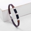 Leather men's bracelet with metallic silver-plated parts