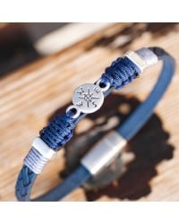 Men's Bracelet with Silver-plated Compass PU Leather men's bracelet with metallic silver-plated compass
