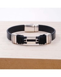 Leather Men's Bracelet with Silver-plated Razor Blade Leather men's bracelet with metallic silver-plated Razor Blade