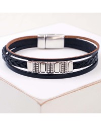 Men's Bracelet with Silver-plated Parts Leather men's bracelet with metallic silver-plated parts