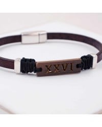 Men's 2026 Lucky Bracelet with Latin Characters XXVI Leather Men's 2026 Lucky Bracelet with Latin Characters XXVI