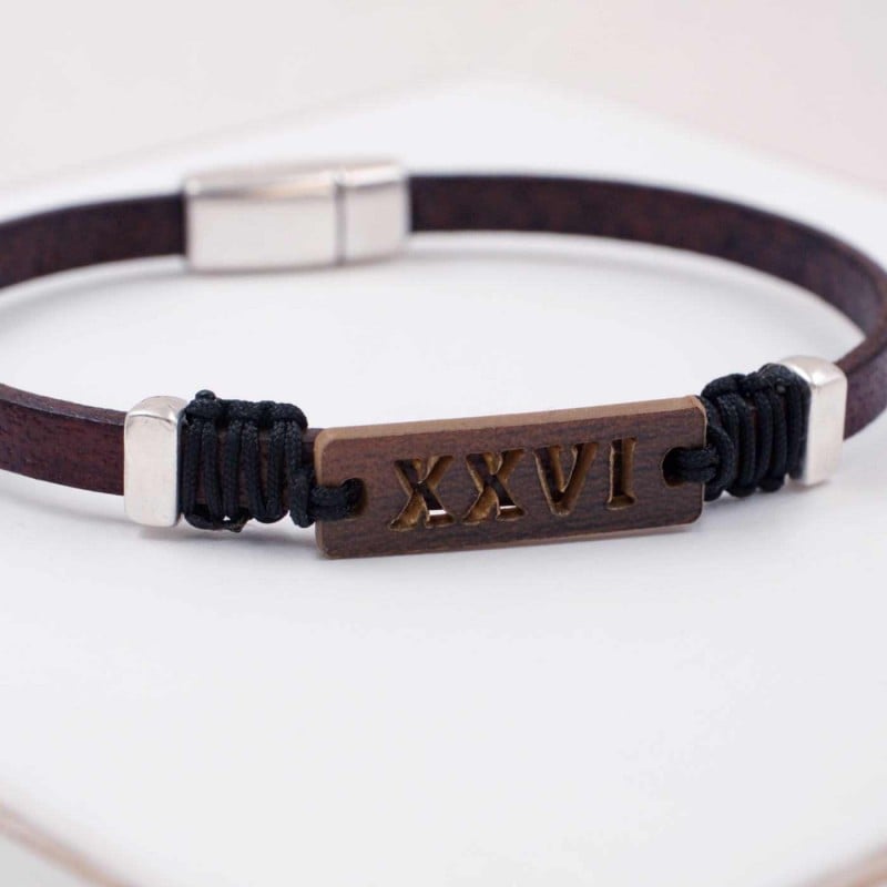 Men's 2026 Lucky Bracelet with Latin Characters XXVI Leather Men's 2026 Lucky Bracelet with Latin Characters XXVI
