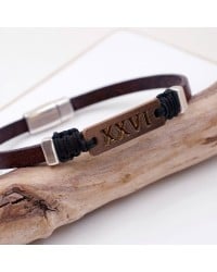 Men's 2026 Lucky Bracelet with Latin Characters XXVI Leather Men's 2026 Lucky Bracelet with Latin Characters XXVI