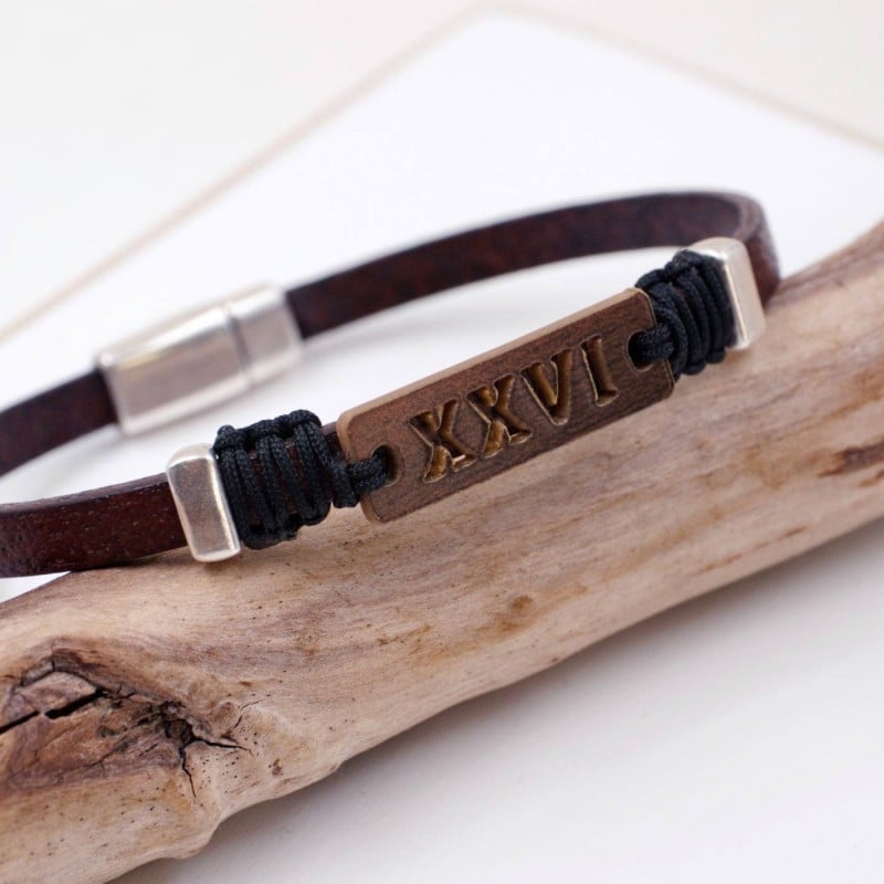 Men's 2026 Lucky Bracelet with Latin Characters XXVI Leather Men's 2026 Lucky Bracelet with Latin Characters XXVI