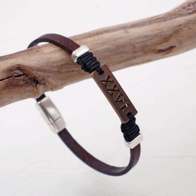 Men's 2026 Lucky Bracelet with Latin Characters XXVI Leather Men's 2026 Lucky Bracelet with Latin Characters XXVI