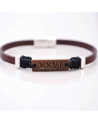Men's 2026 Lucky Bracelet with Latin Characters XXVI Leather Men's 2026 Lucky Bracelet with Latin Characters XXVI