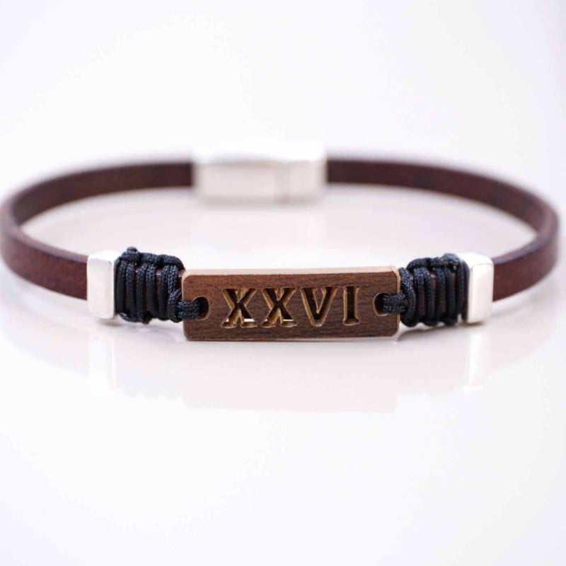 Men's 2026 Lucky Bracelet with Latin Characters XXVI Leather Men's 2026 Lucky Bracelet with Latin Characters XXVI