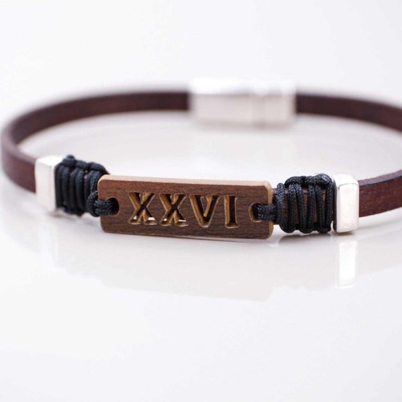 Men's 2026 Lucky Bracelet with Latin Characters XXVI Leather Men's 2026 Lucky Bracelet with Latin Characters XXVI