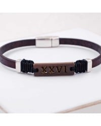 Men's 2026 Lucky Bracelet with Latin Characters XXVI Leather Men's 2026 Lucky Bracelet with Latin Characters XXVI