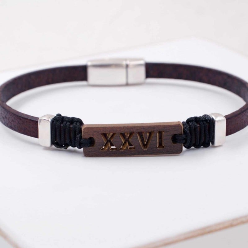 Men's 2026 Lucky Bracelet with Latin Characters XXVI Leather Men's 2026 Lucky Bracelet with Latin Characters XXVI