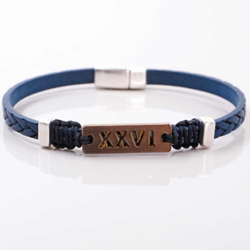 Men's 2026 Lucky Bracelet with Latin Characters XXVI Leather Men's 2026 Lucky Bracelet with Latin Characters XXVI