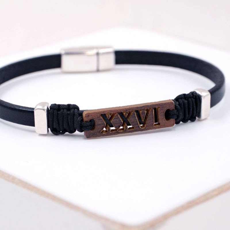 Men's 2026 Lucky Bracelet with Latin Characters XXVI Leather Men's 2026 Lucky Bracelet with Latin Characters XXVI