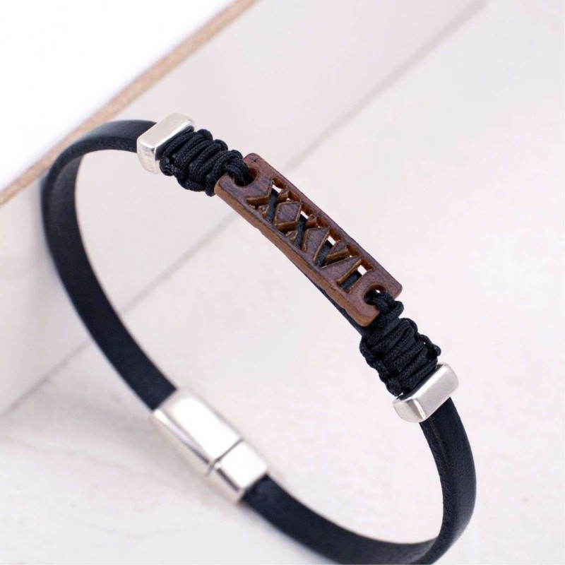 Men's 2026 Lucky Bracelet with Latin Characters XXVI Leather Men's 2026 Lucky Bracelet with Latin Characters XXVI