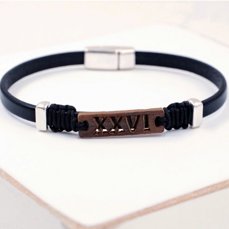 Men's 2026 Lucky Bracelet with Latin Characters XXVI Leather Men's 2026 Lucky Bracelet with Latin Characters XXVI