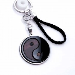Χειροποίητο ανδρικό μπρελόκ με στοιχείο Yin-Yang πλέξιγκλας