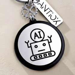Χειροποίητο ανδρικό Μπρελόκ Artificial Intelligence -AI από πλέξιγκλας με μεταλλική υφή