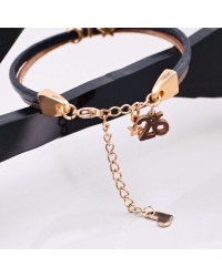 Lucky 2026 Bracelet with Rose Gold Star Leather 2026 lucky bracelet with metal star in rose gold-plating