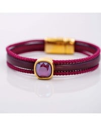 Δερμάτινο Βραχιόλι με Κρύσταλλο Swarovski Δερμάτινο βραχιόλι με κρύσταλλο Swarovski και στοιχεία σε επίχρυση επιμετάλλωση