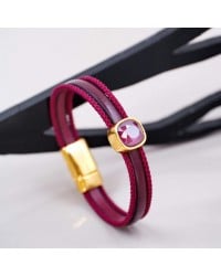 Δερμάτινο Βραχιόλι με Κρύσταλλο Swarovski Δερμάτινο βραχιόλι με κρύσταλλο Swarovski και στοιχεία σε επίχρυση επιμετάλλωση