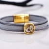 Δερμάτινο βραχιόλι με κρύσταλλο Swarovski και στοιχεία σε επίχρυση επιμετάλλωση