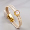 Δερμάτινο Βραχιόλι με Κρύσταλλο Swarovski Δερμάτινο βραχιόλι με κρύσταλλο Swarovski και στοιχεία σε επίχρυση επιμετάλλωση