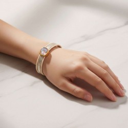 Δερμάτινο Βραχιόλι με Κρύσταλλο Swarovski Δερμάτινο βραχιόλι με κρύσταλλο Swarovski και στοιχεία σε επίχρυση επιμετάλλωση