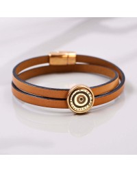 Double-wrapped Leather Bracelet - Plexiglass Evil Eye Leather bracelet with Plexiglass Evil Eye and metal parts in rose gold-plating