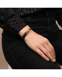 Δερμάτινο Βραχιόλι με Κρύσταλλα Swarovski Δερμάτινο βραχιόλι σε ροζ χρυσή επιμετάλλωση με κρύσταλλα Swarovski